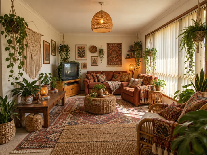 Un soggiorno in stile boho